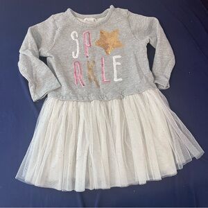 Mud Pie Gray Dress with Gold Star and Pink Accents 3T